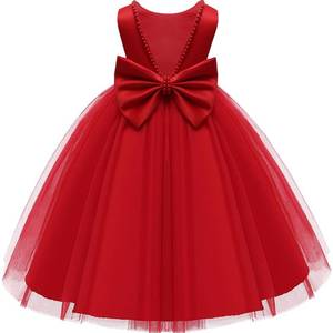lot 4454 image: Baby Girl Red Dress,Christmas Dresses Party Earster Wedding Flower Sleeveless Floor Length Tutu Tulle Dance Birthday Gown 18Months