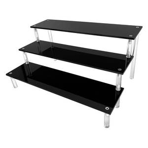 lot 4479 image: Acrylic Riser Black Acrylic Shelf Riser 3 Tier Perfume Organizer Cologne Display Stand Large Cupcake Stand Shelf for Funko POP Desserts Holder Collection Cosmetic Products Tabletop Use 12inX8inX6in