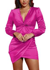lot 4482 image: DeftSharp Womens Wedding Guest Dresses Long Sleeve Bodycon Cocktail Mini Dress Womens Elegant Party Dresses