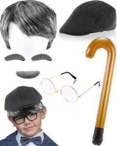 lot 5830 image: Jecery 6 Pcs 100 Days of School Costume Old Man Costume Grandpa Accessories Set for Kids, Adults