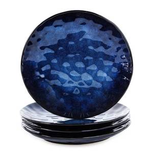 lot 5839 image: vicrays Ceramic Dinner Plates Set, 10.5 Inch, Set of 4, Round, Microwave, Oven, Dishwasher Safe, Porcelain Fluted Suitable for Steak, Pasta, Pizza, Home, Party, Restaurant (Blue)