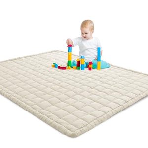 lot 5844 image: HOMBYS Soft Thick Play Mat for Playpen 50x50, Soft Quilted Baby Play Carpet Mat with Non-Slip Backing for Kids Toddler Crawling and Play, Machine Washable Playmat for Nursery