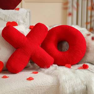 lot 5846 image: EastTree XO Pillows, Valentines XO Shaped Pillow, Red Throw Pillows, Love Pillow Gifts, Ultra Soft Teddy Fleece Valentines Pillows, Women Girls Kid Room Decor 14x14 Inch