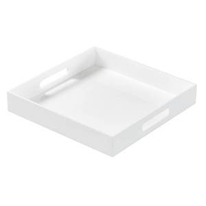 lot 5868 image: KEVJES Glossy White Acrylic Serving Tray with Handles-Acrylic Tray for Ottoman,Coffee Table, Breakfast, Tea, Food, Butler - Decorative Tray (12x12x2H Inch with, White)