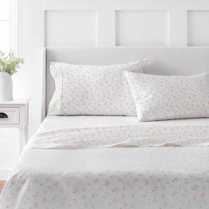 lot 5873 image: MARTHA STEWART 100% Cotton Queen Sheet Set - 4 Piece, Soft, Smooth, Durable, Easy Care, 16in Deep Pocket Sheet, Bedding Sheets, Sateen Sheet, 1 Flat, 1 Fitted, 2 Pillowcases, Blush