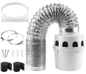 lot 5882 image: UpgradedAMI PARTS TDIDVKZW Indoor Dryer Vent Kit with 4-Inch by 5-Foot Proflex Duct, White, 4 Inch