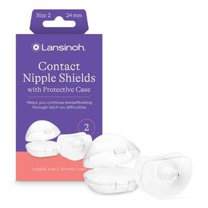 lot 6127 image: Lansinoh Contact Nipple Shields for Breastfeeding, 2 Nipple Shields (24mm) and Case