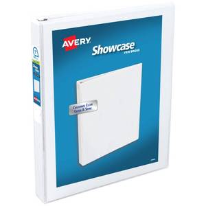 lot 6158 image: Avery Economy Showcase View 3 Ring Binder, 1 Inch Slant Rings, 1 White Binder (19601)