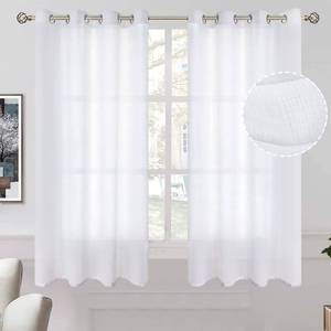 lot 6167 image: BGment White Linen Curtains 63 Inch Length 2 Panels, Natural Linen Grommet Semi Sheer Light Filtering Drapes Casual Textured Opaque Privacy Panels for Living RoomBedroom, 52 x 63 Inch