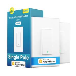 lot 6174 image: Meross Smart Light Switch Supports Apple Homekit, Siri, Alexa, Google Assistant and SmartThings, 2.4Ghz WiFi Light Switch, Neutral Wire Required, Single Pole, Remote Control Schedule, 2 Pack