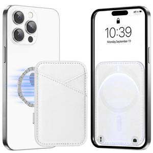 lot 6202 image: Miroddi for MagSafe Wallet, Strongest Magnetic Card Holder for iPhone 1615141312 Series, 2 Independent Card Slot, RFID Blocking, White
