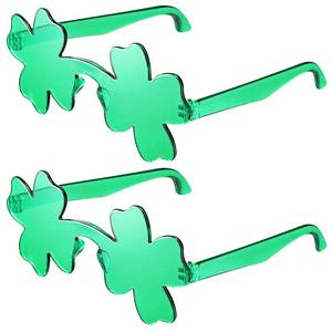 lot 6235 image: Flutesan 2 Pairs St. Patricks Day Shamrock Sunglasses Green Leprechaun Outfit Accessories Party Favor for Women Men(Classic)