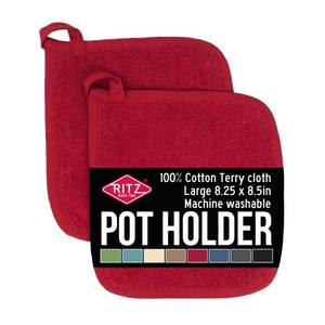 lot 6248 image: Ritz Terry Potholder and Hot Pad Unparalleled Heat Resistant, Durable 100% Cotton � Ergonomically Designed for Optimal Grip � Easy-Care Machine Washable � Perfect for Your Kitchen � Paprika Red, 2-Pk