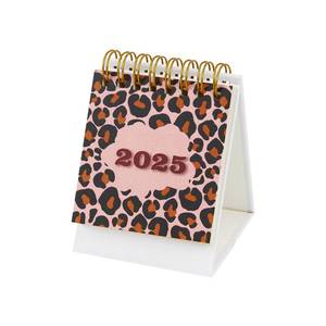 lot 6255 image: Small Desk Calendar from July 2024- Dec 2025, Portable Leopard Desk Calendars with Vintage Gold Coil for Home Office School (Leopard - 1 Pack)