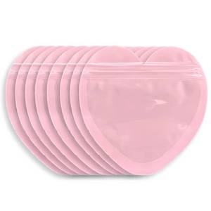 lot 6271 image: 100pcs Pink Heart-Shaped Mylar Bags, 4inx4in Clear and Resealable Ziplock Packaging Bags for Small Business Essentials Supplies, Perfect for Earring, Jewelry, Small Trinkets, Small Accessories