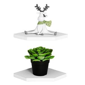lot 6466 image: WELLAND 7-Inch Floating Corner Shelves Set of 2, Wall Mounted Storage Shelf with White Finish for Bedroom, Living Room, Bathroom, Display Shelf for Small Plant, Photo Frame, Toys and More