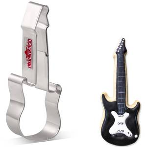 lot 6468 image: LILIAO Small Electric Guitar Cookie Cutter Music Rock and Roll Biscuit Fondant Cutter - 1.6 x 4.6 inches - Stainless Steel