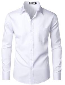 lot 6470 image: ZEROYAA Mens Urban Stylish Casual Business Slim Fit Long Sleeve Button Up Dress Shirt with Pocket ZLCL29 White Medium