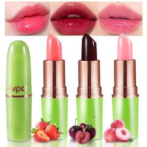 lot 6474 image: evpct 3Pcs Peach Strawberry Black Red Cherry Tinted Lip Balms PH Lip Color Changing Lipstick Stain Set Queen for Women Girls Korean Mood Long Lasting Color Change Light Pink Lipstick Lip Tint Gloss