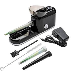 lot 6478 image: Free Boy Electric Cones Rolling Machine Automatic Cone Loader Minin Portable Pre Rolled Cones Filling Maker,1 Stirring Rod, 1 Brush(King Size, Black-Lines)