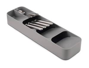 lot 6490 image: Joseph Joseph DrawerStore Compact Utensil Organizer For Kitchen Drawer Silverware, Flatware Tray, Small, Grey