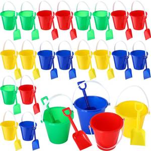 lot 7703 image: Sratte 24 Beach Sand Castle Buckets and Shovels Set,Includes 24 Pcs Plastic Sand Pails and 24 Pcs Shovels 5 Inch Small Kids Shovel for Boys Girls Toddlers, 4 Colors