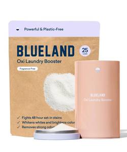 lot 7707 image: BLUELAND Oxi Laundry Booster Powder Starter Set, Unscented, 25 Loads, 17.6 oz with Tin, Plastic-Free Eco Friendly Oxy Cleaner Stain Remover