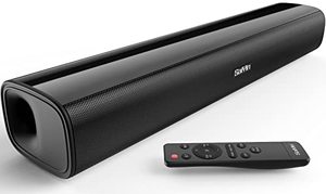 lot 7718 image: Saiyin Sound Bars for TV, 40 Watts Small Soundbar for TV,Surround Sound System TV Sound Bar Speakers with BluetoothOpticalAUX Connection for PCGamingProjectors,17inch