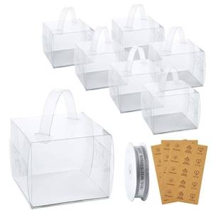 lot 8346 image: BURLIHOME 6x6x5Inch Transparent Bakery Boxes,20Pcs Clear Cake Box for Cake Chocolate Donut,Treat Boxes Gift for Party Wedding Graduation