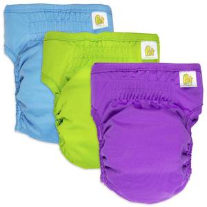 lot 8403 image: Pet Magasin Reusable Female Dog Diapers Panties, 3 Pack, Blue Green and Purple, Small