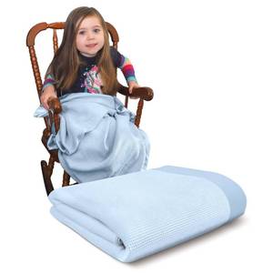 lot 8415 image: Baby Morgan Waffle Baby Blanket 36inx50in -Soft Knit Baby Blanket with Satin or Nylon Trim - Baby Blankets for Girls and Boys -Toddler Blanket, Stretchy Swaddle, Crib and Stroller Blanket(Satin Trim, Blue)