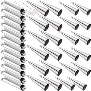 lot 8422 image: KOHAND 36 PCS Cannoli Tube Set, Stainless Steel Roll Horn Forms, Cream Horn with Cleaning Brushs, DIY Croissant Pastry Baking Cone