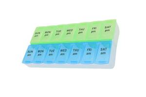 lot 8424 image: A 7 Day Weekly Pill AM PM Organizer, ShysTech Large Pill Case Pill Box for PillsVitaminSupplementsMedication (BlueGreen)