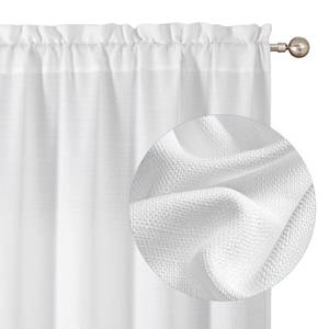 lot 8429 image: Chyhomenyc White Curtains 45 Inch Length 2 Panels, Faux Linen Textured Semi Sheer Light Filtering Soft Airy Rod Pocket Window Treatment Drapes for Living Room Bedroom, 30Wx45L Inch, 2 PCS