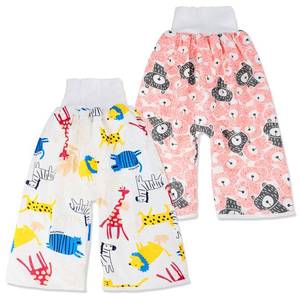 lot 8430 image: A 2 Packs Waterproof Diaper Pants Potty Training Cloth Diaper Pants for Baby Boy and Girl Night Time