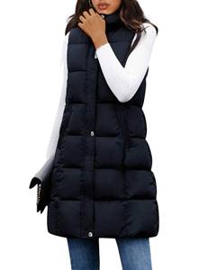 lot 8437 image: Tanming Womens Long Puffer Vest Casual Sleeveless Puffy Jacket with Removable Hood (Black-S)