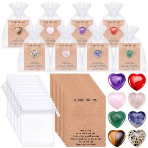 lot 8443 image: Motiskyy 40 Sets Pocket Hug Token Gift Bulk Hug Cards with Heart Shape Natural Stones Keepsake Exchange Relationship Cards for Colleagues Family Distance Social Celebration of Life Gift(Classic Color)