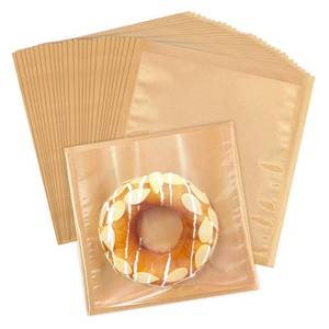 lot 8446 image: EvYoMai Heat Sealable Bakery Bags with Window, 100 Pack 7x7.5 Inches Cookie Bag Kraft Paper Greaseproof Pastry Bags with Clear Front for Baked Goods Packaging (Brown-100PCS)