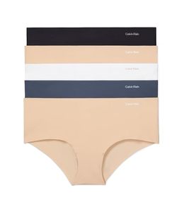 lot 8455 image: Calvin Klein Womens Invisibles Seamless Hipster Panties, 5 Pack, BlackSpeakeasyWhite Light Caramel, Large