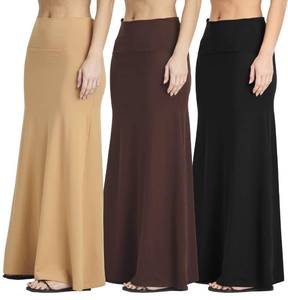 lot 8458 image: Womens Casual Maxi Length Long Skirt Skirts Summer Flowy Faldas Mujer Skirts Spring Pencil Tummy Control High Waist Ladies Modest