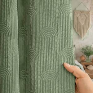 lot 11672 image: Awellife Sage Green Shower Curtains for Bathroom Linen Blend Fabric Cotton Bohemian Mid Century Boho Minimalist Arch 72in L X 72in W