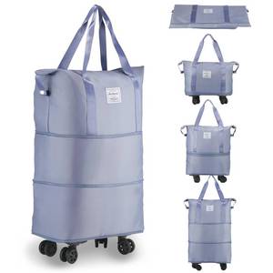 lot 11673 image: VOOWO Rolling Duffle Bag with Wheels, Expandable Foldable Duffle Bag for Travel, Rolling Under Seat Luggage Carry on Duffel Bags, Wheeled Travel Duffel Large Overnight Weekend Bags (Blue)