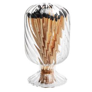 lot 12281 image: moonoom Helix Shaped Match Holder, Glass Matches Cloche for 4 Inch, Upside Down Match Holder Jar for Scented Candle on Dining Table Fireplace Bathroom Decoration, Not Include Matches