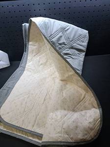 lot 12283 image: Quilted Dog Blanket Gray and Cream Floral Pattern