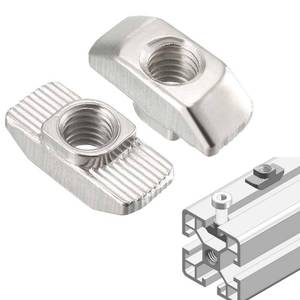 lot 12295 image: 50Pcs 4040 Series M8 T Nuts, T Slot Nut Hammer Head Fastener Nut, Nickel Plated Carbon Steel Nut for Aluminum Profile(4040 Series M8)