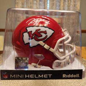 lot 6100 image: Authenticated, hand signed,  Mini helmet by Kansas City Chiefs running back Kareem Hunt
