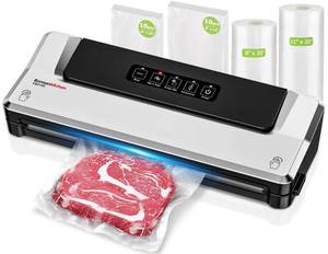 lot 8351 image: Bonsenkitchen Vacuum Sealer Machine, Fast-Compact Food Sealer, Multi-Functional Food Vacuum Sealer with 20 Vacuum Bags & 2 Roll Bags & Accessory Hose, High-Speed Continuous Working, Silver