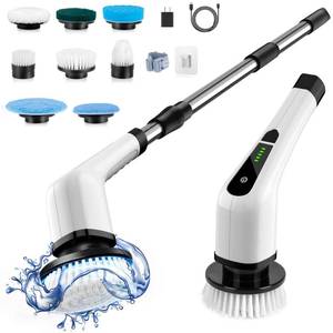 lot 8356 image: Bomves Electric Spin Scrubber, Cordless Cleaning Brush Scrubber for Home, 400RPMMins-8 Replaceable Brush Heads-90Mins Work Time, 3 Adjustable Size, 2 Speeds for Bathroom Shower Bathtub Glass Car