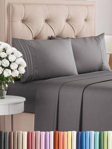 lot 8377 image: Full Size 4 Piece Sheet Set - Comfy Breathable & Cooling Bed Sheets Set - Hotel Luxury Bedding for Women, Men, Kids & Teens - Deep Pockets, Easy-Fit, Super Soft & Wrinkle Free - Oeko-Tex - Dark Grey