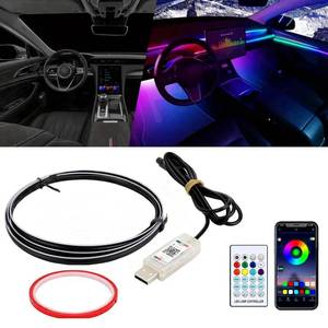 lot 8392 image: Goodream Interior Car Ambient Lighting Kit, 43.3 Inches Dreamcolor USB LED Ultrathin Acrylic Strip Lights Neon Accessories for Cars Truck SUV Center Console Dashboard with APP&Remote Control